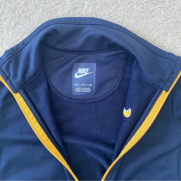 Gently used Nike navy blue and yellow striped zippered track jacket size 24m - Picture 3 of 4